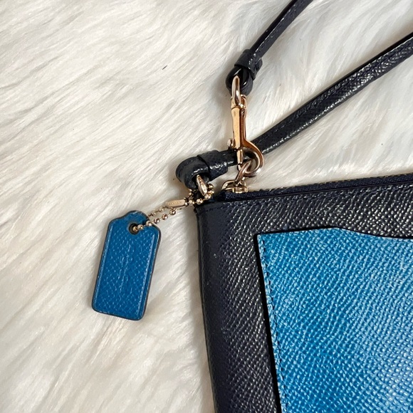 Coach Navy and Teal Wristlet - Picture 3 of 7